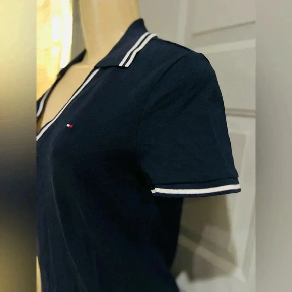 Tommy Hilfiger Stretch Pique Cotton V-Neck Polo Dress size small like new - Picture 4 of 7
